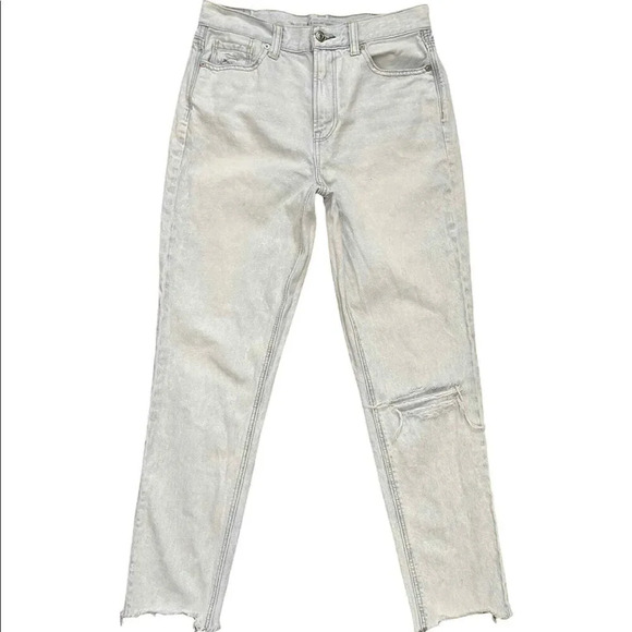 American Eagle Outfitters Distressed Mom Jeans Size 4 Raw Hem Light Wash - Picture 1 of 11